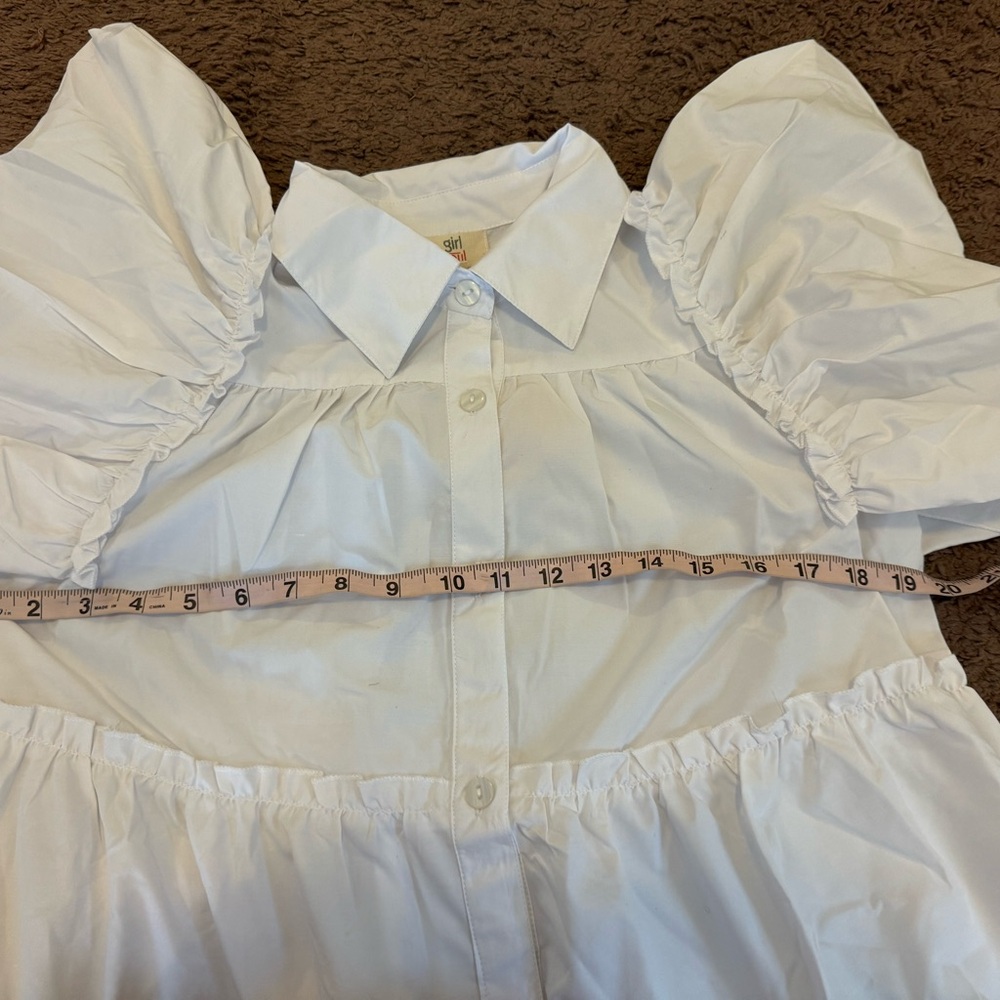 Girl Soul White Cotton Puff Sleeve Dress A Line Flare Swing Forever 21 S NEW - Picture 5 of 8